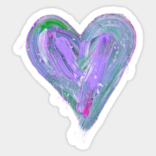 Purple and Teal Painted Heart with Splatter Sticker